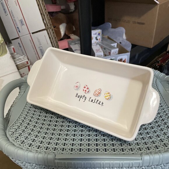 Rae Dunn HAPPY EASTER (small eggs) Ceramic Baking Dish - Picture 1 of 4